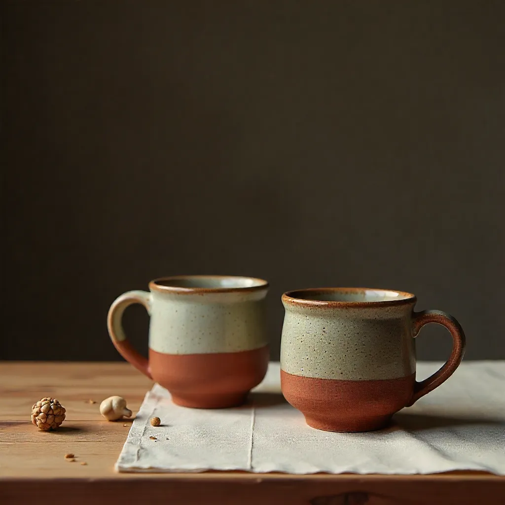 Glaze drip creating unique pattern on pottery edge